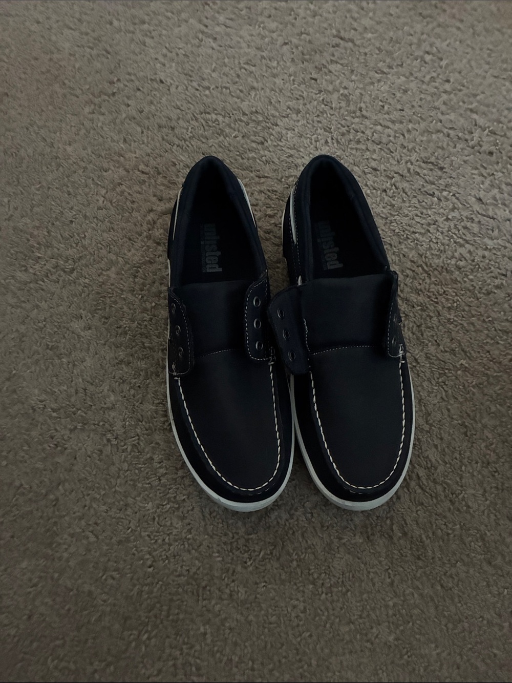 Unlisted Black and White Men’s Slip-On Boat Shoes